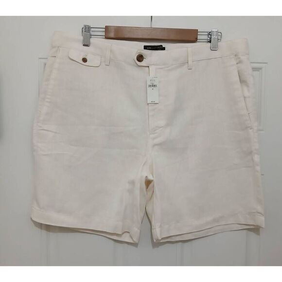 Banana republic mens size 36 linen blend Bermuda shorts cream beige - Picture 1 of 7